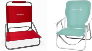 CARIBBEAN JOE 1 Position Folding Beach Chairs, Lightweight and Portable Camp Chairs, Red and Mint