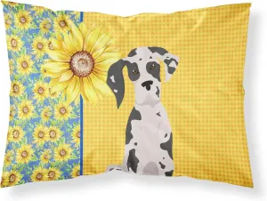 Caroline's Treasures WDK5428PILLOWCASE Summer Sunflowers Harlequin Great Dane Fabric Standard Pillowcase Lightweight Super Soft Easy Care Decorative Artwork Pillowcase, Standard
