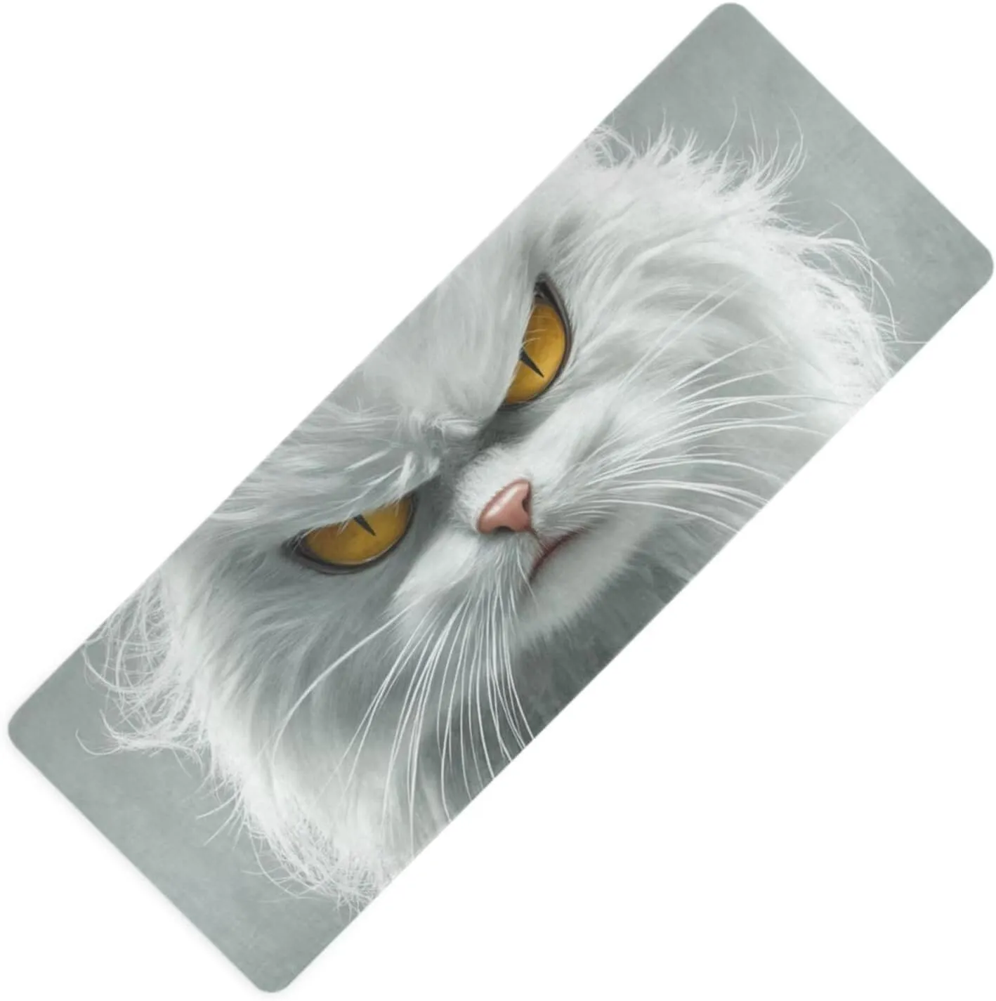 Cartoon Funny Turkish Angora Cats Anger printed yoga travel mat for outdoor, natural rubber non slip, with carrying bag tapete para ejercicio 71x26 inches