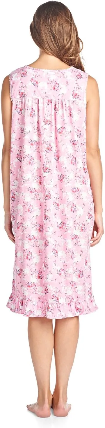 Casual Nights Women's Sleeveless Floral Lace and Ribbon Nightgown