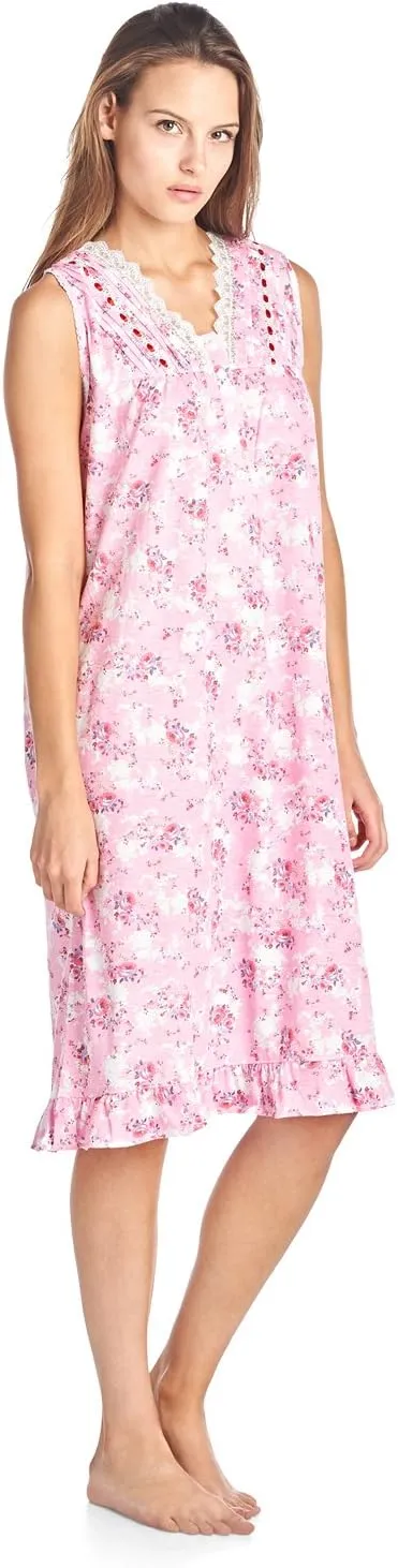 Casual Nights Women's Sleeveless Floral Lace and Ribbon Nightgown