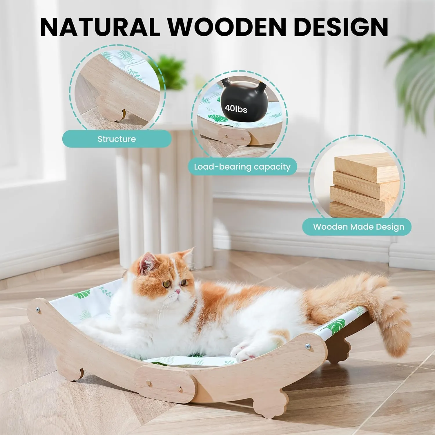 Cat Cooling Mat, Cats Hammock with Water-Filled Mat, Waterproof Elevated Cat Beds with PVC Fabric, Curved Design, Pet Cooling mat for Cats, Summer Pet Bed for Indoor Use, Green