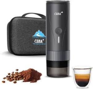 CERA  Portable Espresso Maker Pro with Bag Self-Heating Professional-Level Mini Coffee Machine Compatiable with Ultra-Fine Grind For Travel,Camping,Hiking
