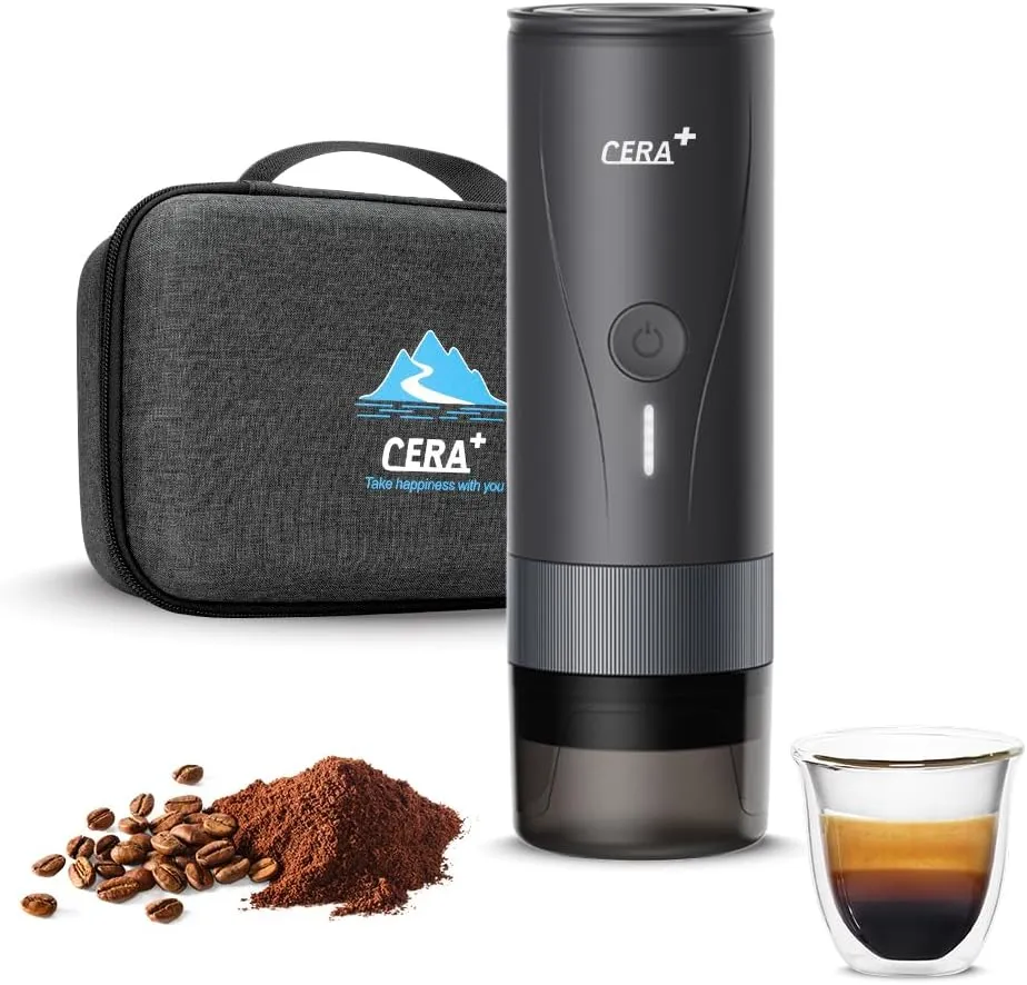 CERA  Portable Espresso Maker Pro with Bag Self-Heating Professional-Level Mini Coffee Machine Compatiable with Ultra-Fine Grind For Travel,Camping,Hiking