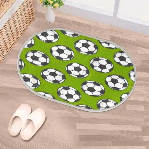 cfpolar Football in Grassland Bath Mat Rug, Non-Slip Super Absorbent Washable Bathroom Rug Floor Mats Doormat for Indoor Shower Tub Sink Bedroom 23.62 x 15.75 Inch