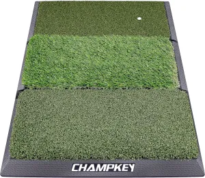 CHAMPKEY Professional Tri-Turf Golf Hitting Mat | Heavy Duty Rubber Backing Practice Mat Ideal for Indoor and Outdoor Training
