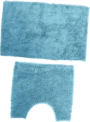 Chenille Bathroom Rug Set 2-Piece Super Absorbent Rug Non-Slip Bath Mats Jute for Kitchen Soft Chenille Pad