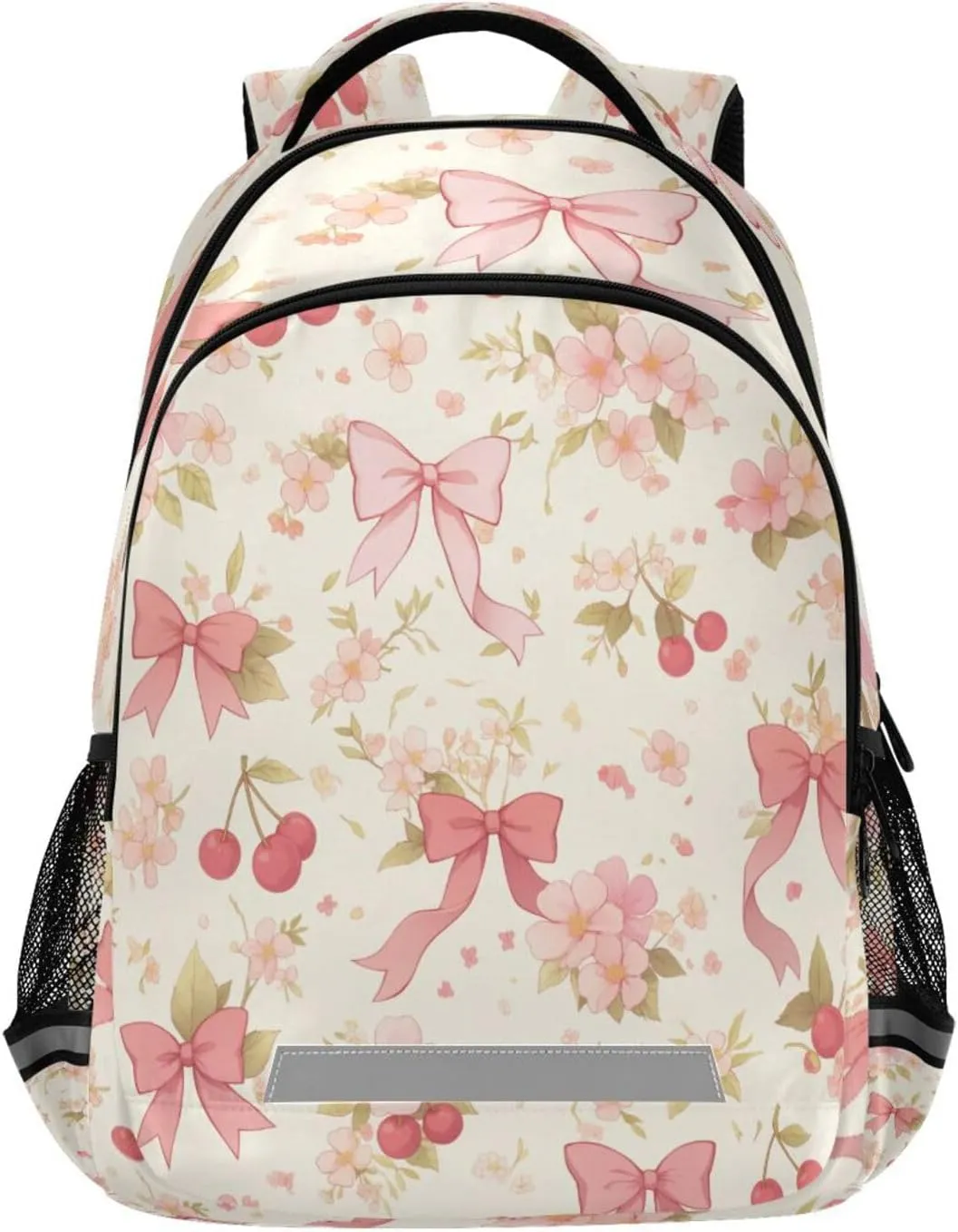 Cherry with Bow Design Waterproof Backpack - Casual Outdoor Sports Daypack with Ergonomic Shoulder Straps#533