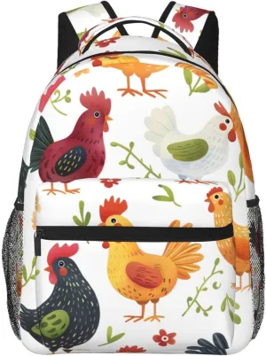 Chicken Rooster Travel Laptop Backpacks Lightweight Travel Hiking Camping Multipurpose Daypack Casual College Backapck for Men Women Adult