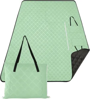 CHIFIGNO Celadon Foldable Picnic Mat Cute Waterproof Beach Blanket Sandproof Floral Outdoor Camping Mat 80" x 60"