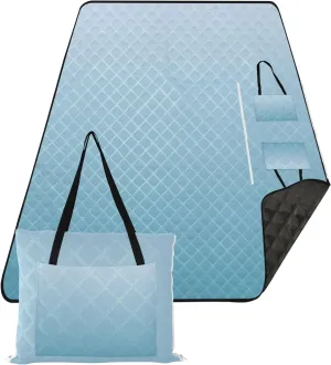 CHIFIGNO Elegant Blue Saxe Gradient Sand Free Beach Blanket Waterproof, Grass Blanket Camping Mat Picnic Supplies Foldable Mat, 80" x 60"