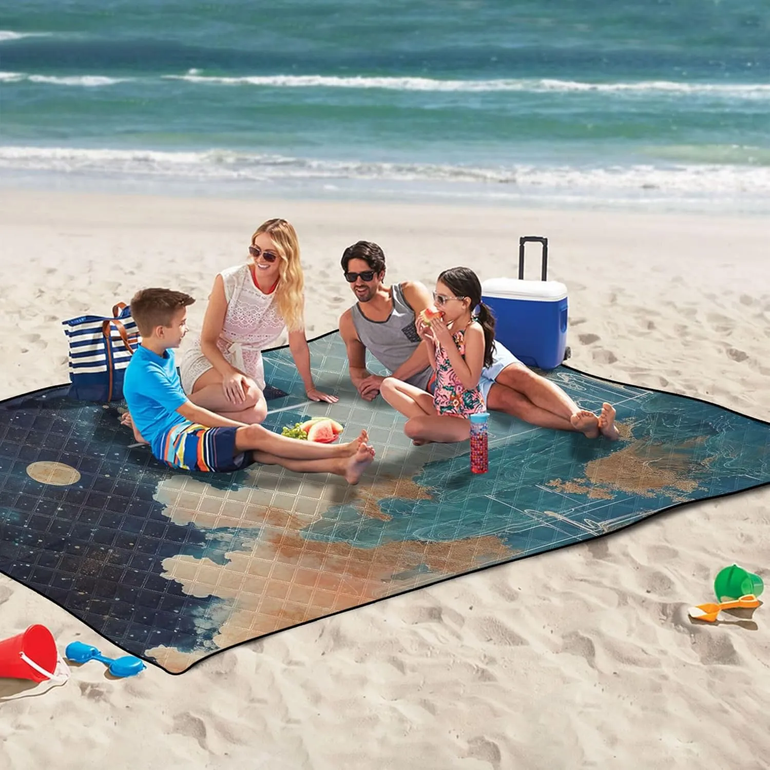 CHIFIGNO Fairyland Painting Fantasy Sand Blankets for Beach Sandproof Pink Picnic Blanket Foldable Floral Tent Rugs for Camping Mat 80" x 60"
