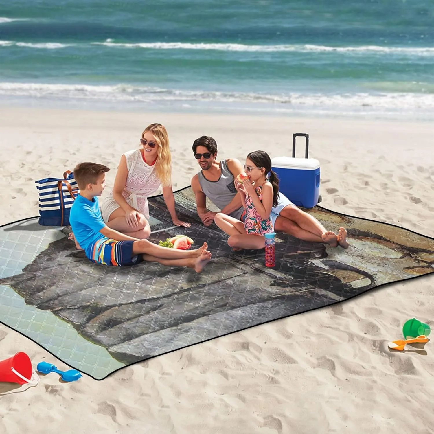 CHIFIGNO Gustave Courbet Cliffs Prints Sand Blankets for Beach Sandproof, Floral Outdoor Camping Mat Foldable Picnic Blankets Large, 80" x 60"