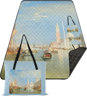 CHIFIGNO J. M. W. Turner Venice Dogana San Giorgio Maggiore Waterproof Beach Blanket Sand Proof Print Outdoor Mat for Camping Picnic Supplies Foldable Mat 80" x 60"