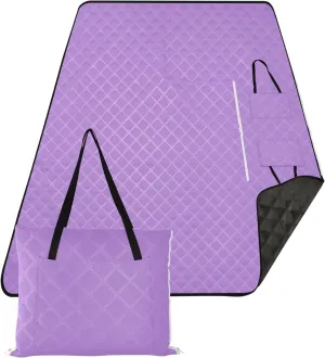 CHIFIGNO Lavender Purple Beach Blanket Sandproof Waterproof Print Outdoor Mat for Camping Picnic Accessories Foldable 80" x 60"