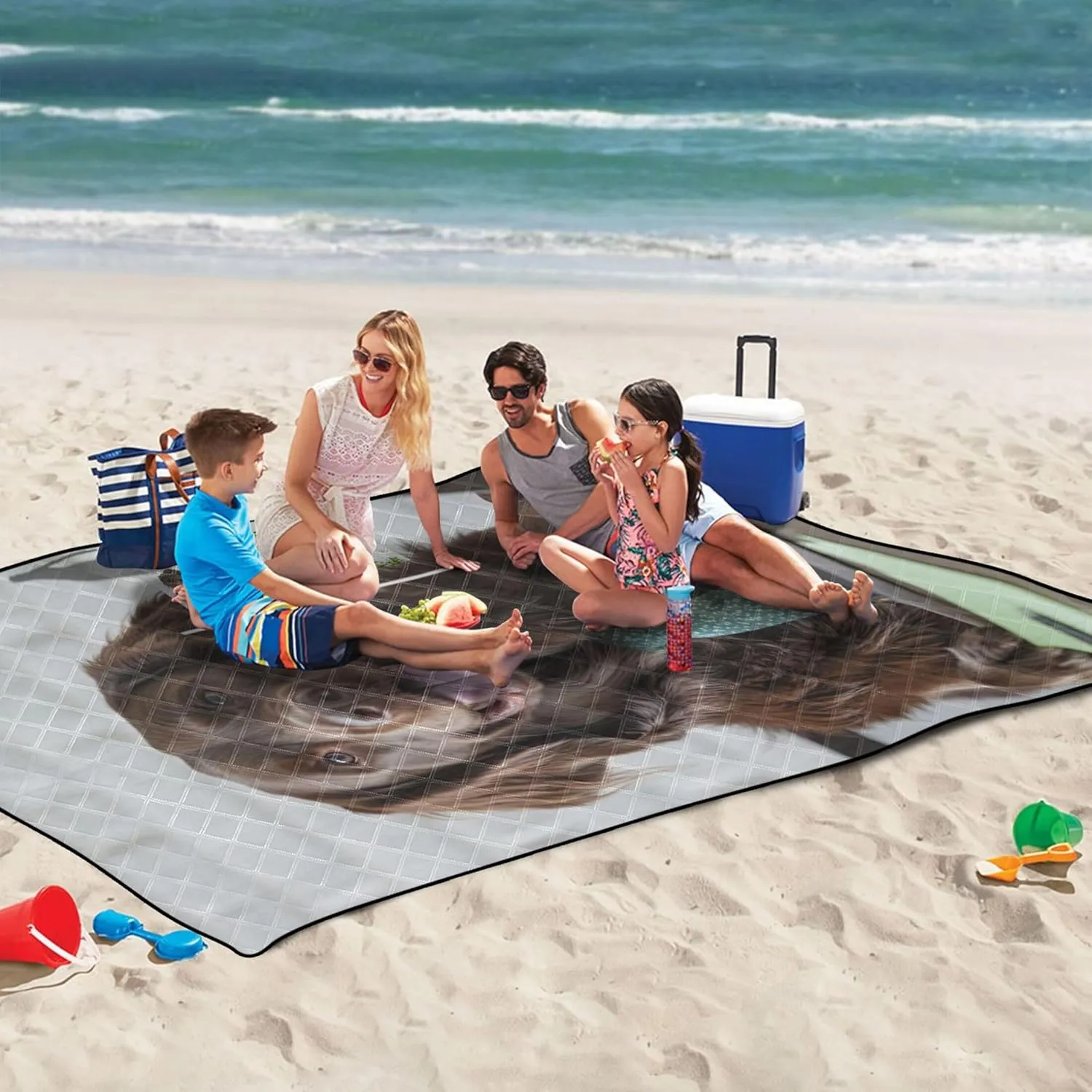 CHIFIGNO Office Dog Laptop Business Beach Mat Sand Free Waterproof, Outdoor Blanket for Grass Cute Picnic Essentials Foldable, 80" x 60"