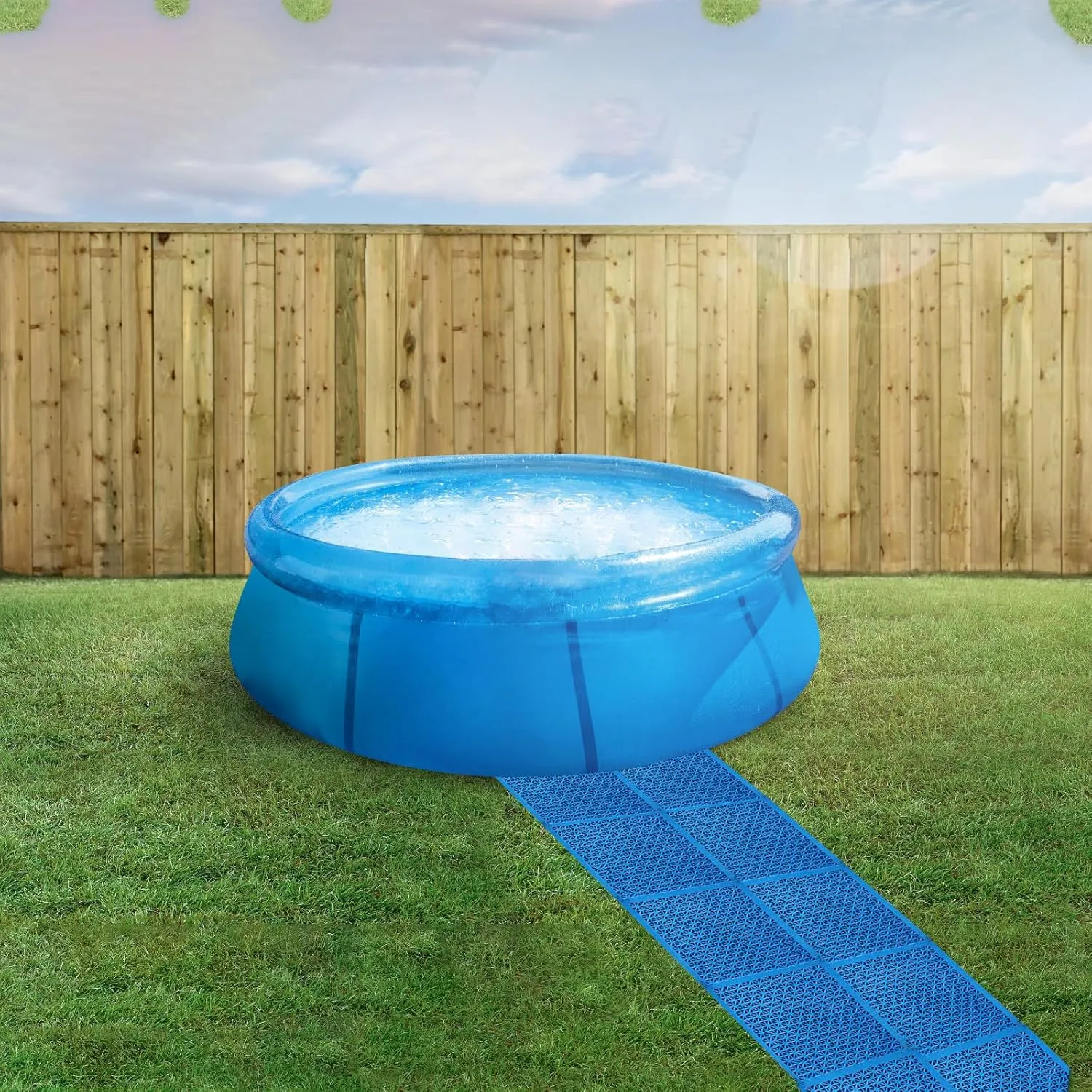 CIEOVO 20 Piece Pool Floor Protector Mat, 10” x 10” Non-Slip Waterproof Cushion Floor Tile Drain Mat Above Ground Pools Pathways Walkways Balcony for Protecting Pools Spas Lawns from Wear