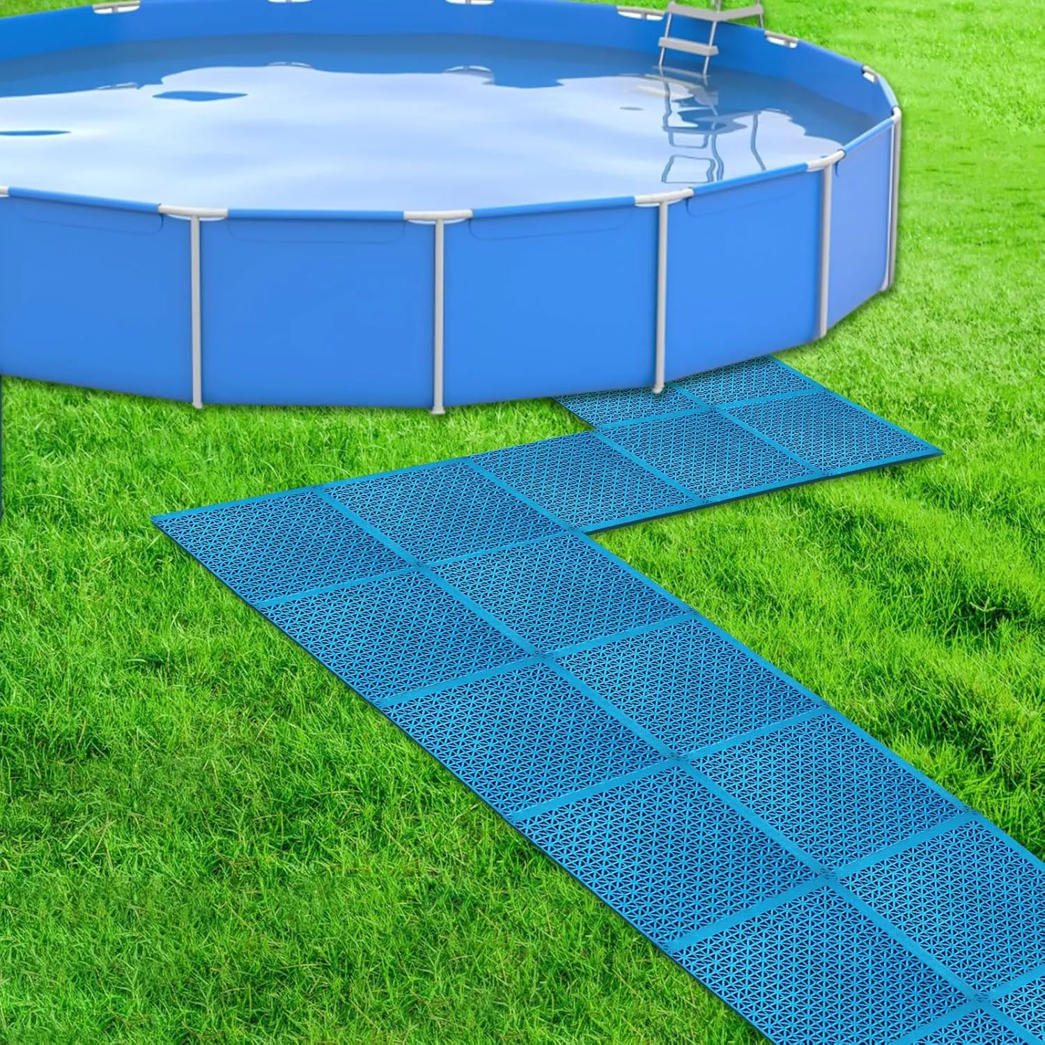 CIEOVO 20 Piece Pool Floor Protector Mat, 10” x 10” Non-Slip Waterproof Cushion Floor Tile Drain Mat Above Ground Pools Pathways Walkways Balcony for Protecting Pools Spas Lawns from Wear