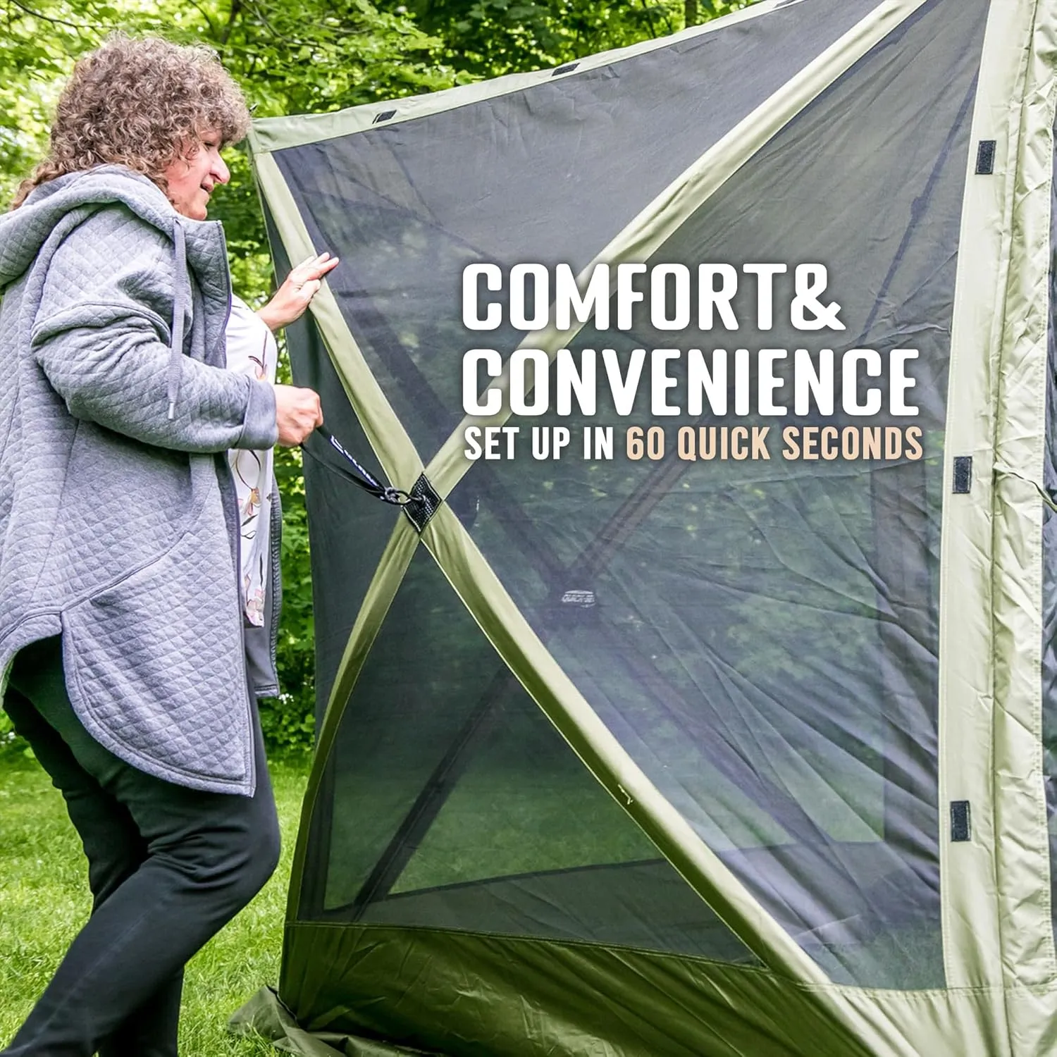 CLAM Quick Set Venture 9 x 9 Foot Portable Outdoor Camping Canopy Sunshade Shelter, Green Bundled with Wind/Sun Panels (3 Pack)