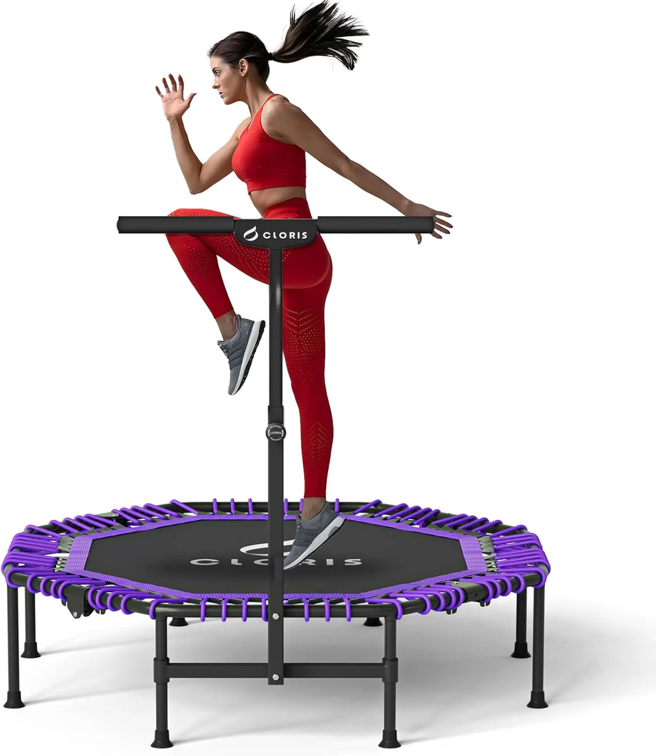 CLORIS 38in/48in Folding Trampoline - Max Load 220lbs / 450lbs Mini Rebounder Fitness Trampoline with Adjustable Foam Handle, with safty Padded Cover Best Gift for Kids/Adult