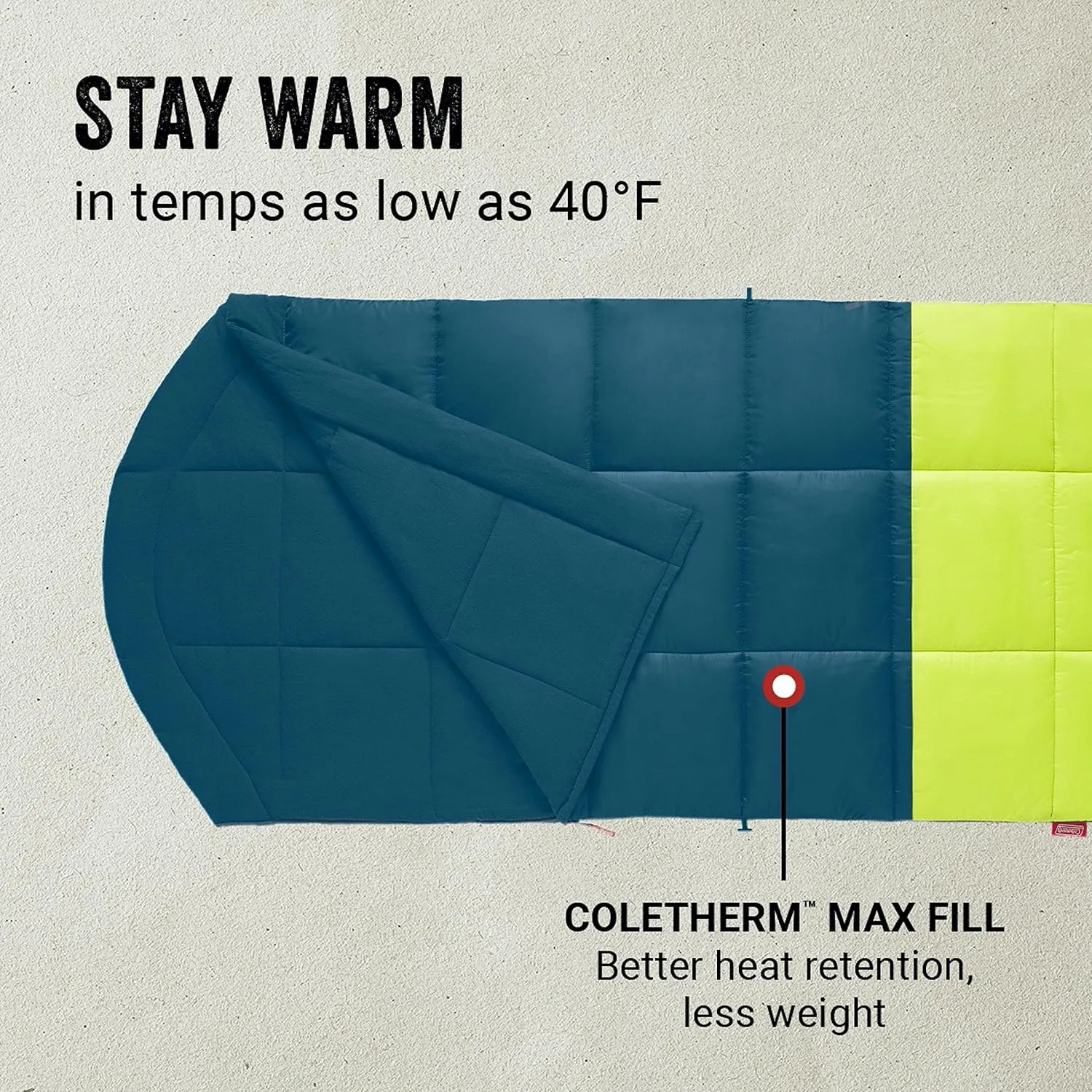 Coleman Kompact Sleeping Bag, Indoor/Outdoor Lightweight Sleeping Bag for Adults, 20°F/30°F/40°F Options for Camping, Hiking, Backpacking with Included Compression Sack
