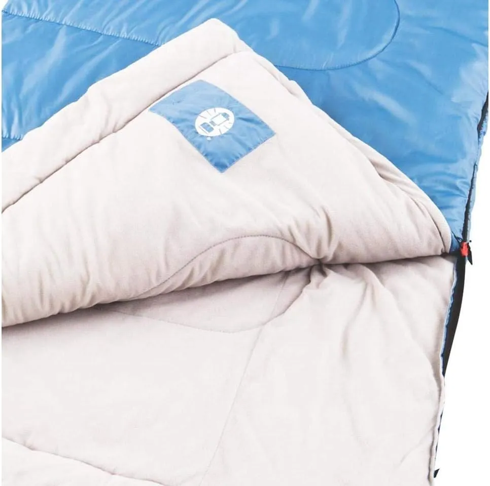 Coleman Sun Ridge 40°F Cool-Weather Sleeping Bag, Lightweight Adult Sleeping Bag with Soft Trim & Draft Tube, Machine Washable