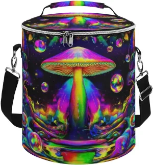 Collapsible Trippy Magic Mushrooms Art Lunch Backpack for Women, Large Capacity Cooler Bag for Camping Picnic Lunch Travel Outdoor Beach