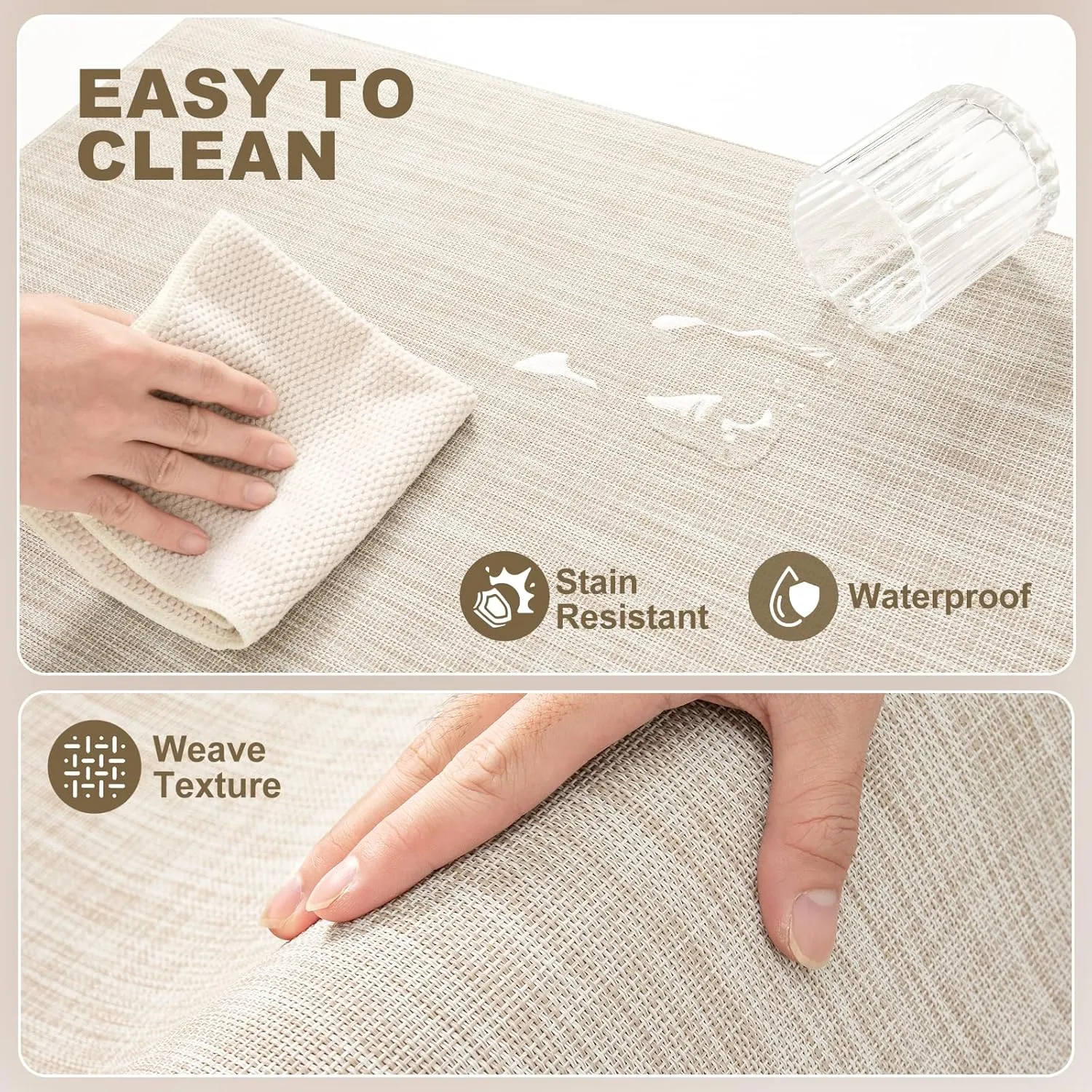 Collive Anti-Fatigue Cushioned Kitchen Mat Set 2 Piece Non-Skid Waterproof Kitchen Rugs and Mats Heavy Duty Standing Floor Mats for Kitchen, Office, Sink,17.3"×30" 17.3"×47",Beige