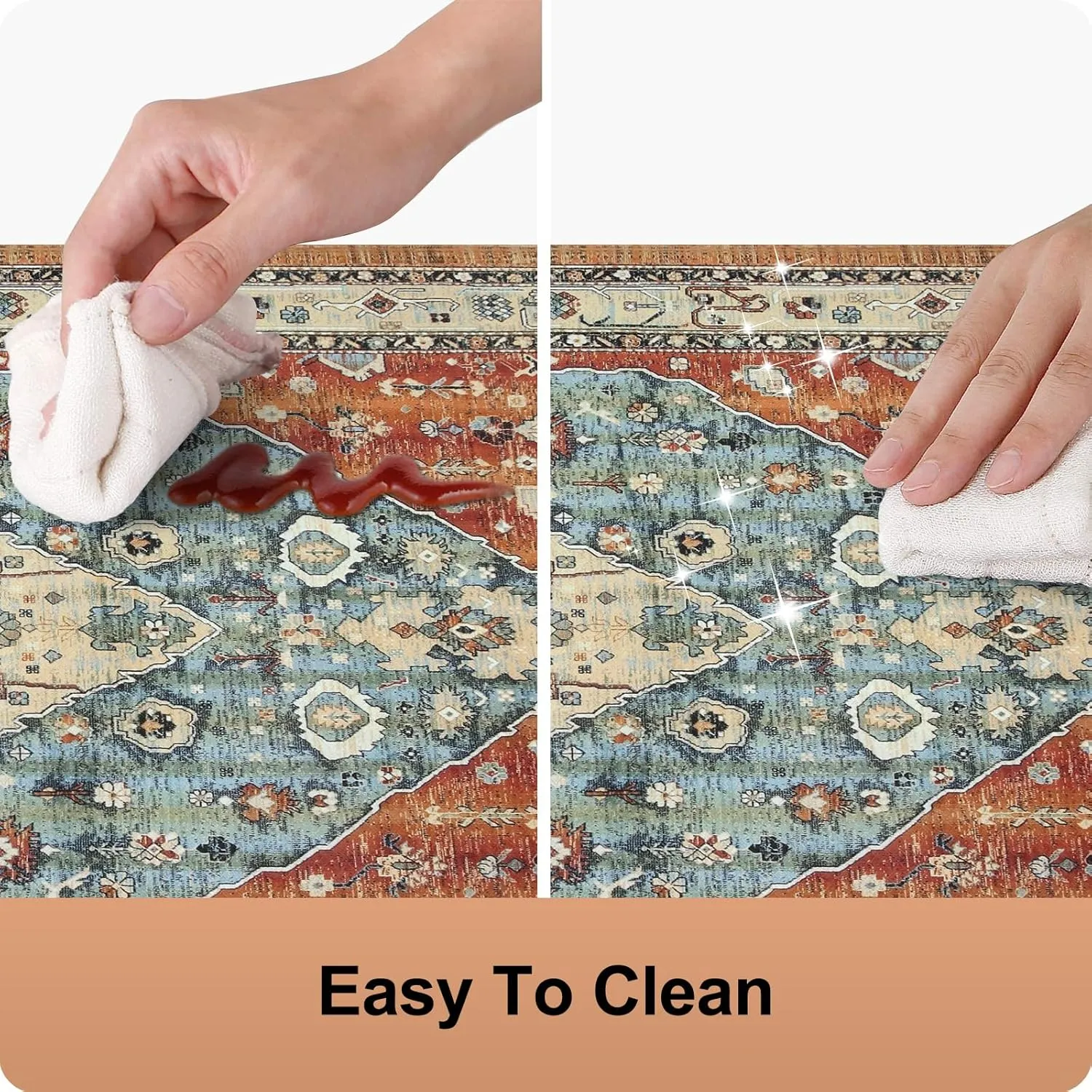 Collive Boho Kitchen Mat 2PCS Cushioned Kitchen Mats for Floor, Anti-Fatigue Mat Waterproof Kitchen Rug Set of 2 Non-Skid Comfort Standing Mat for Kitchen, Office, Sink, Laundry, 17"x30" 17"x47"
