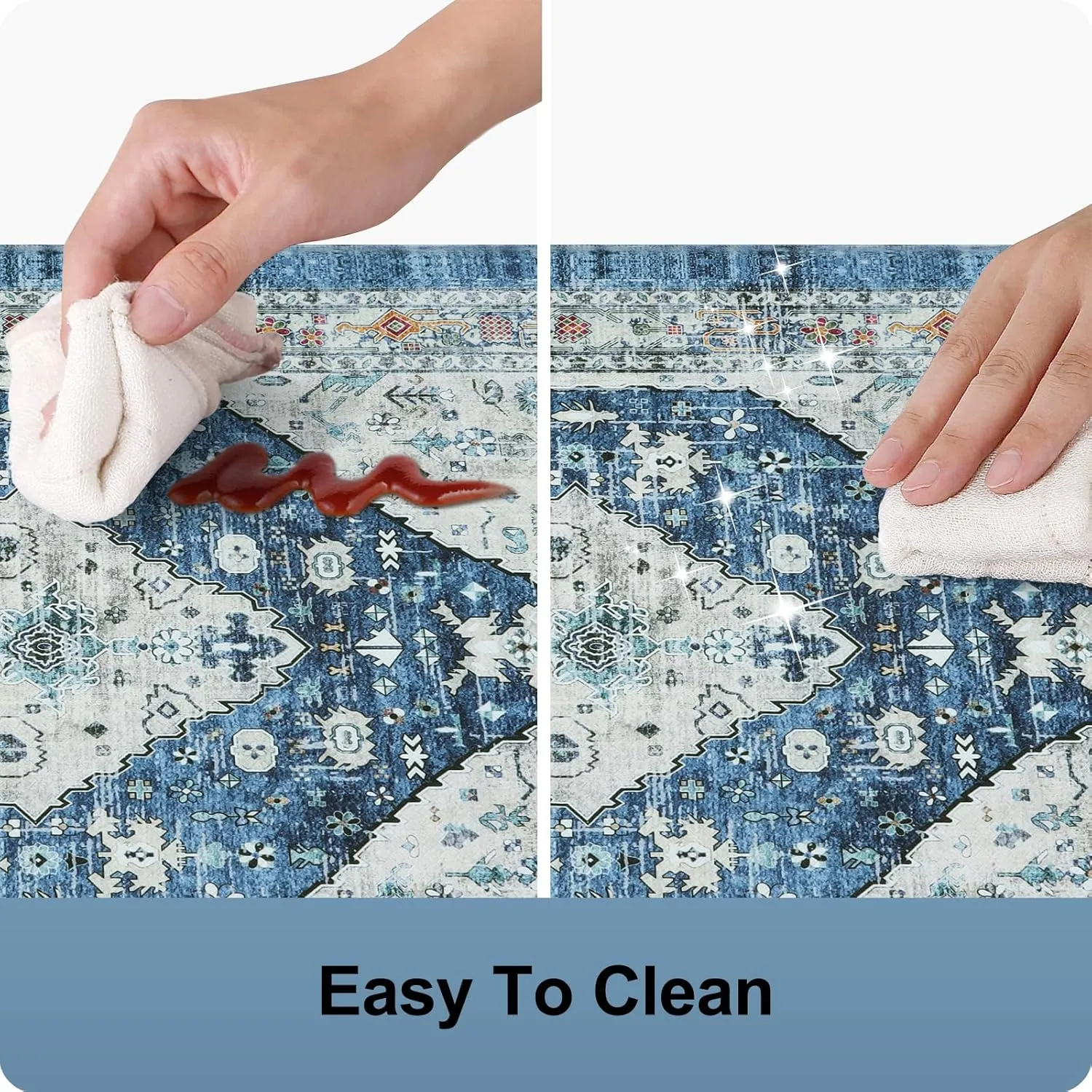 Collive Boho Kitchen Rugs Set of 2 Non Skid Kitchen Mats for Floor Cushioned Anti Fatigue Kitchen Floor Mats Waterproof Comfort Heavy Duty Foam Mats for Standing Desk Sink Laundry, 17"x30" 17"x47"