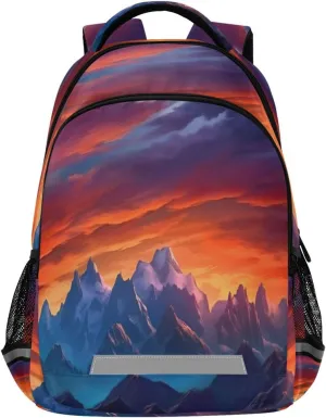 Color Mountains Design Waterproof Backpack - Casual Outdoor Sports Daypack with Ergonomic Shoulder Straps#602