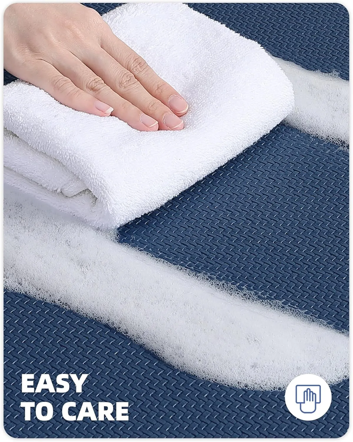 Color&Geometry 2 Piece Kitchen Rug Set - Cushioned Anti Fatigue Kitchen Mat, Non Skid Waterproof Comfort Standing Rug, 17"x29" 17"x29", Blue