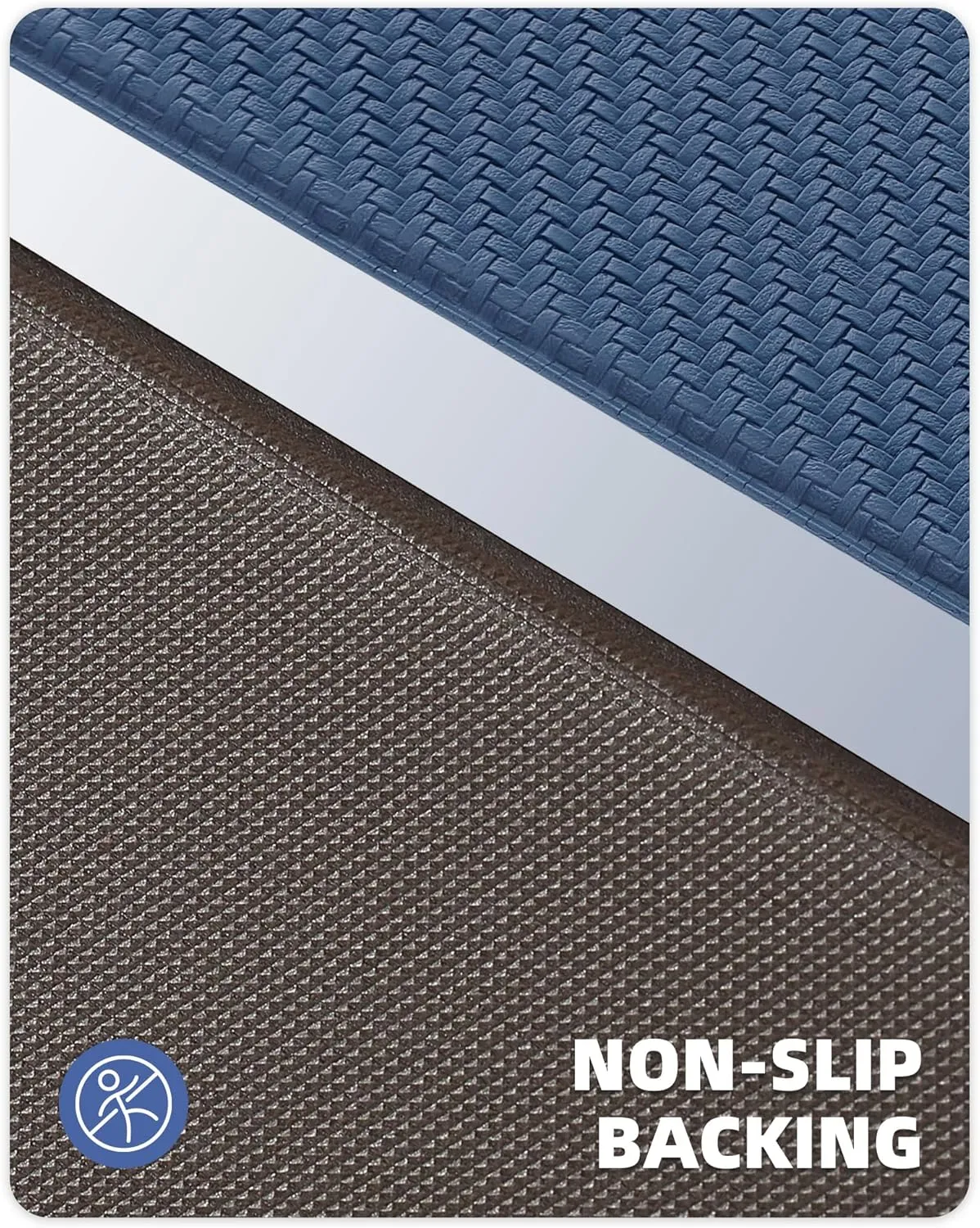 Color&Geometry 2 Piece Kitchen Rug Set - Cushioned Anti Fatigue Kitchen Mat, Non Skid Waterproof Comfort Standing Rug, 17"x29" 17"x29", Blue