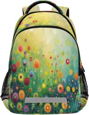 Colorful Flowers Painting Design Waterproof Backpack - Casual Outdoor Sports Daypack with Ergonomic Shoulder Straps#387