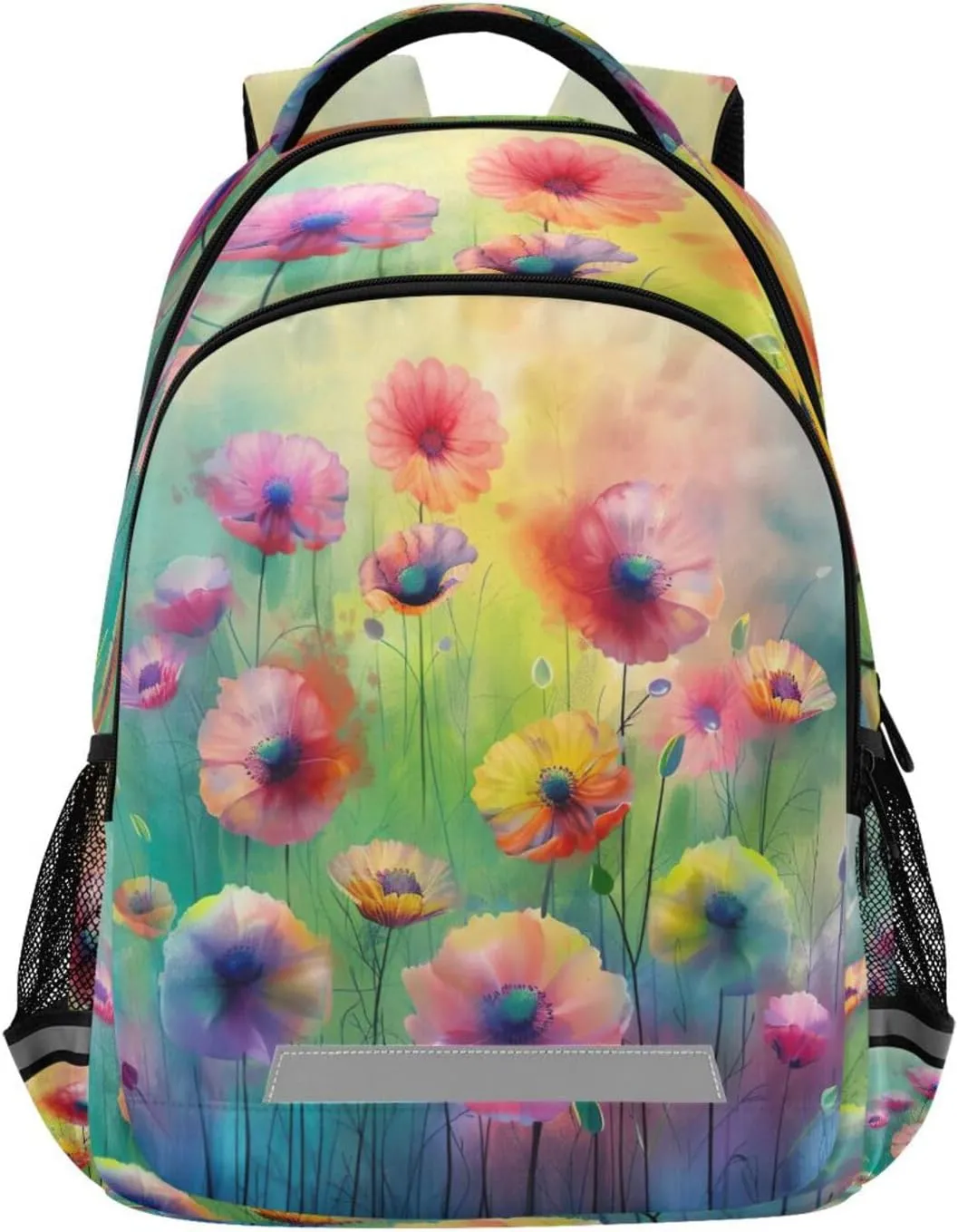 Colorful Flowers Painting Design Waterproof Backpack - Casual Outdoor Sports Daypack with Ergonomic Shoulder Straps#390