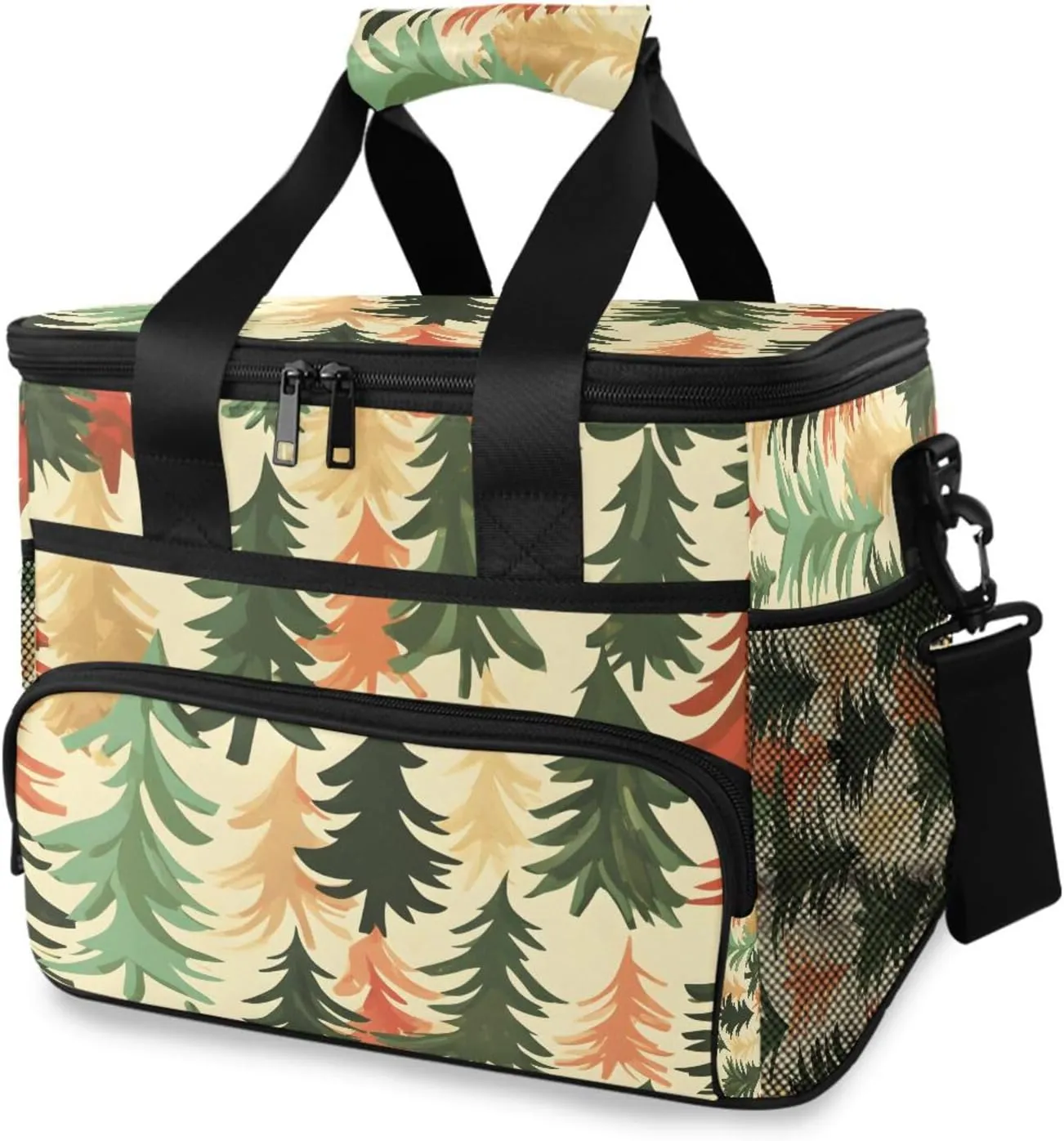 Colorful Tree Winter Cooler Bag Insulated Cooler Soft Sided Cooler 24 Can Portable Picnic Bag Large Leakproof Lunch Bag Box for Beach Grocery Camping Travel Car Men Women