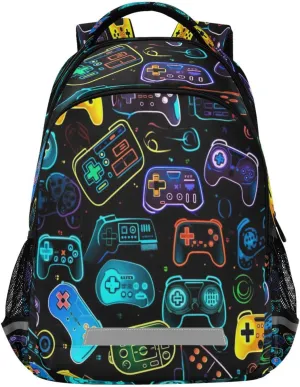 Colorful Video Game Controllers Design Waterproof Backpack - Casual Outdoor Sports Daypack with Ergonomic Shoulder Straps#196