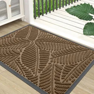 Colorxy Waterproof Doormat, Sturdy Natural Rubber Front Indoor Mat, Non Slip Low Profile Indoor Outdoor Door Mat, Stain and Fade Resistant Floor Mat, Easy Clean Patio Entry Rug, 30''x17'', Light Brown