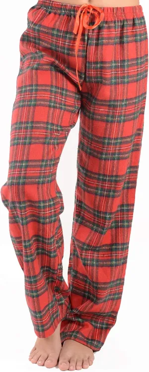 Comfy Lifestyle Women’s Plaid Pajama Pants, Flannel, Soft and Lightweight Drawstring Lounge Bottoms with Elastic Waistband