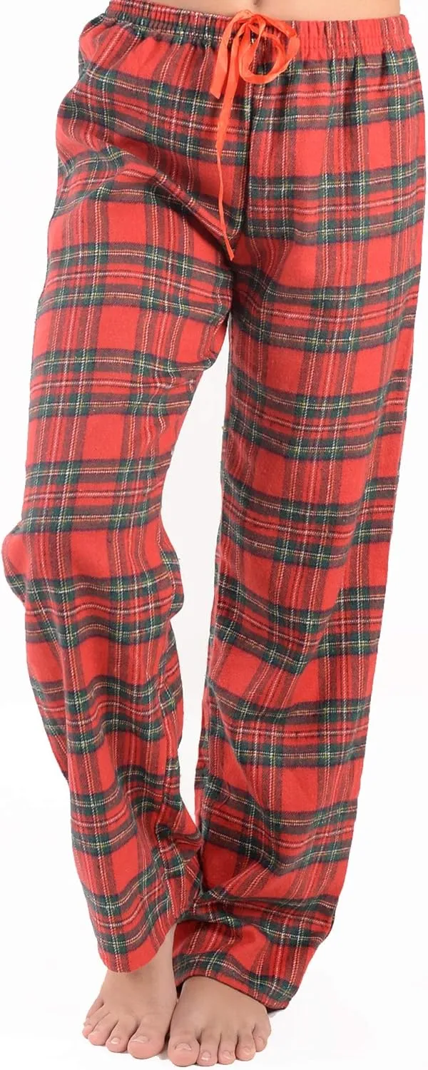 Comfy Lifestyle Women’s Plaid Pajama Pants, Flannel, Soft and Lightweight Drawstring Lounge Bottoms with Elastic Waistband