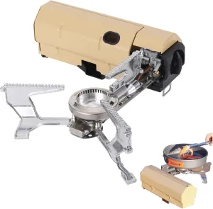 Compact Camp Stove | 2600W Dr. Hows Stove - Safety Valve Backpacking Stove, Electronic Ignition, Foldable Portable Stove with Carrying Space