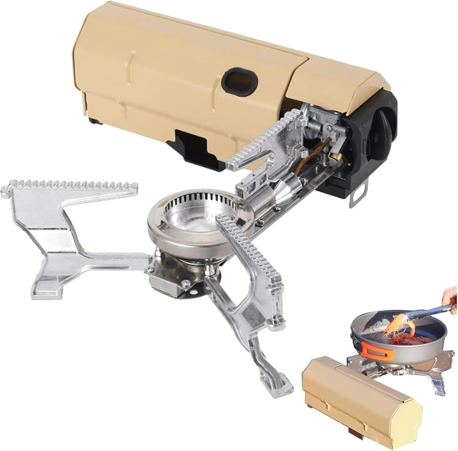 Compact Camp Stove | 2600W Dr. Hows Stove - Safety Valve Backpacking Stove, Electronic Ignition, Foldable Portable Stove with Carrying Space