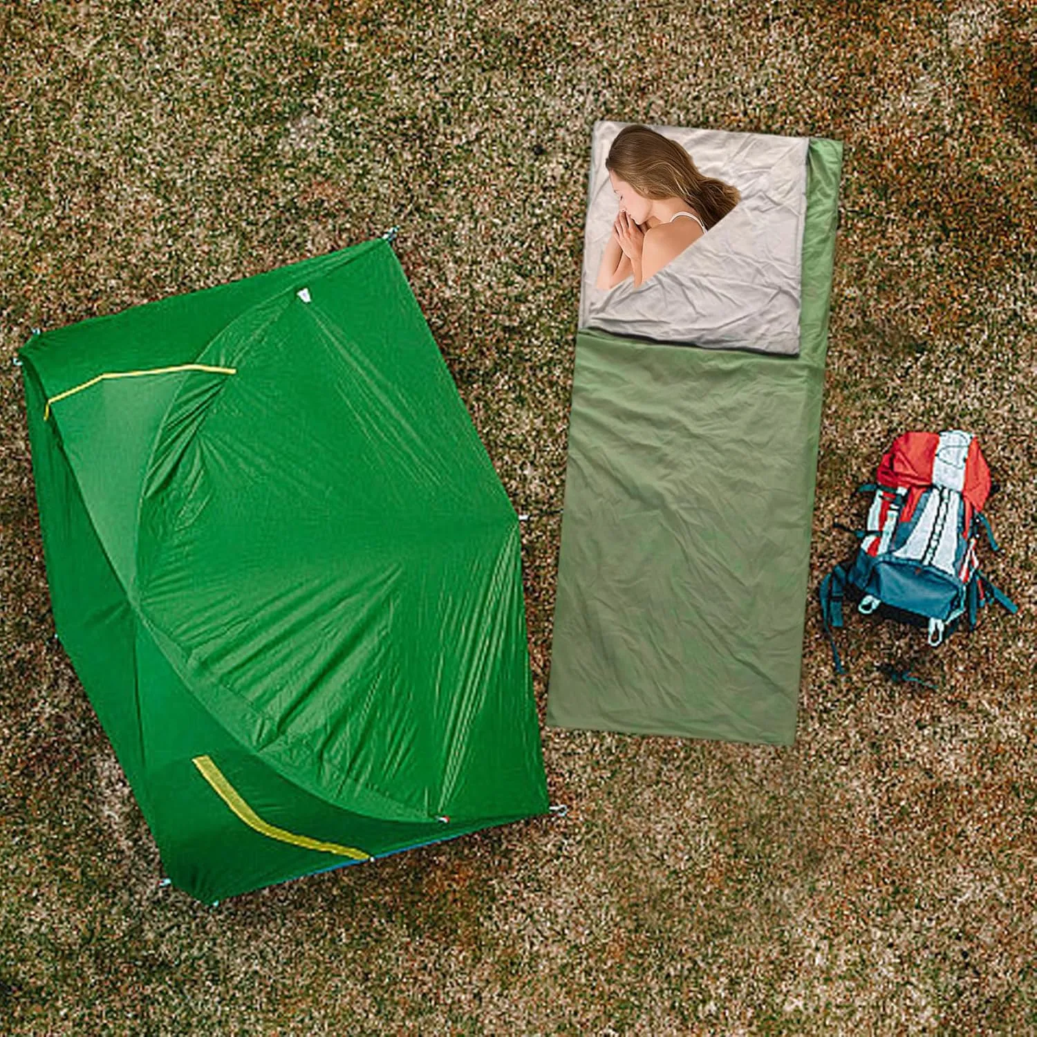Compact Sleeping Bag, Waterproof & Windproof Lightweight Envelope Sleeping Bag with Zipper, Portable for Camping, Hiking, Travel