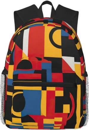 Composition In Red Yellow Blue And Black Print Shoulder Bag, Lightweight Shoulder Bag, Travel Bag, Hiking Backpack, Cute Shoulder Bag
