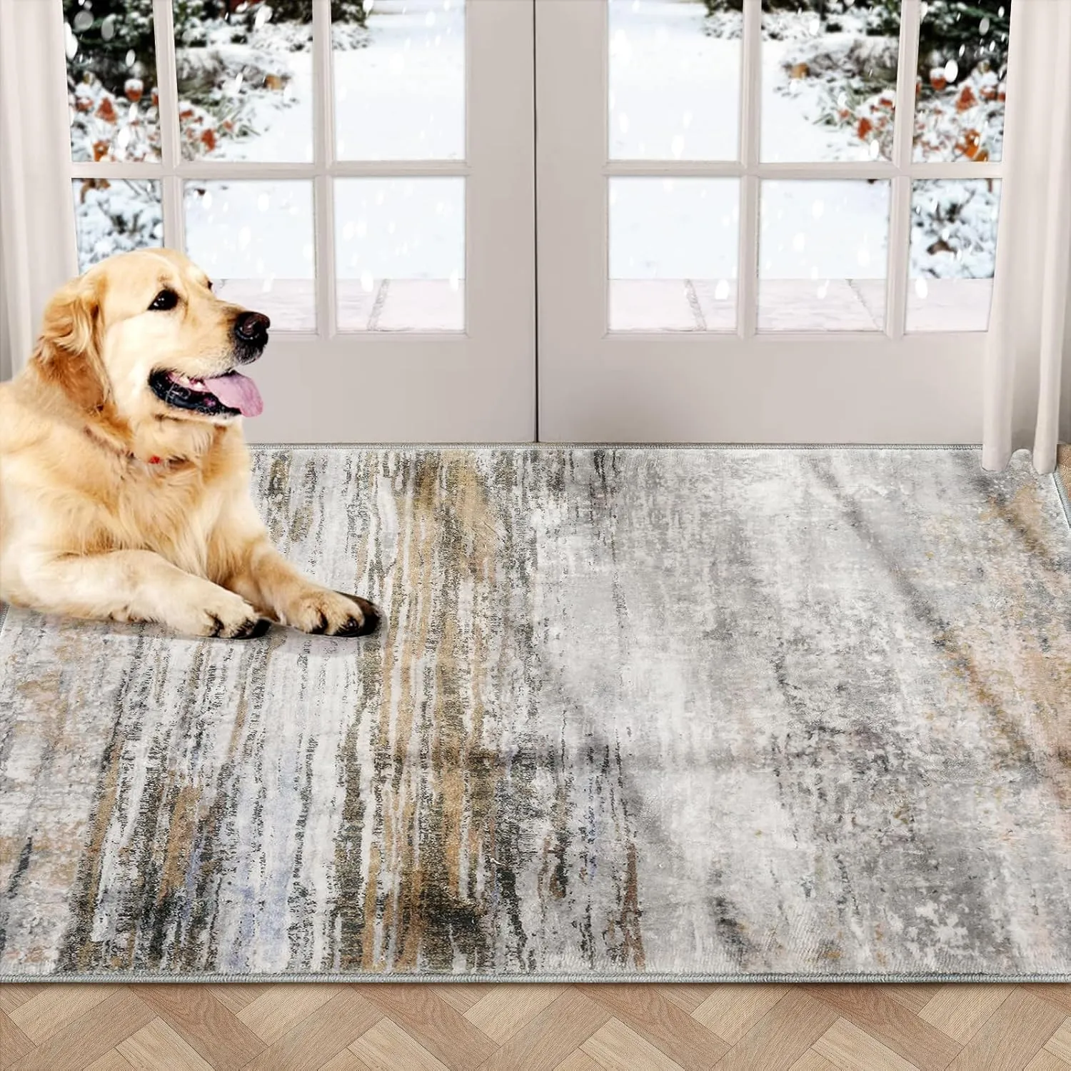 COMSLE Door Mat Soft Absorbent Indoor Front Entryway Rug Machine Washable Entrance Mats for Muddy Paws for Muddy Paws Non Slip Throw Rugs 20" x 32" Doormat for Inside Foyer Bedroom - Yellow