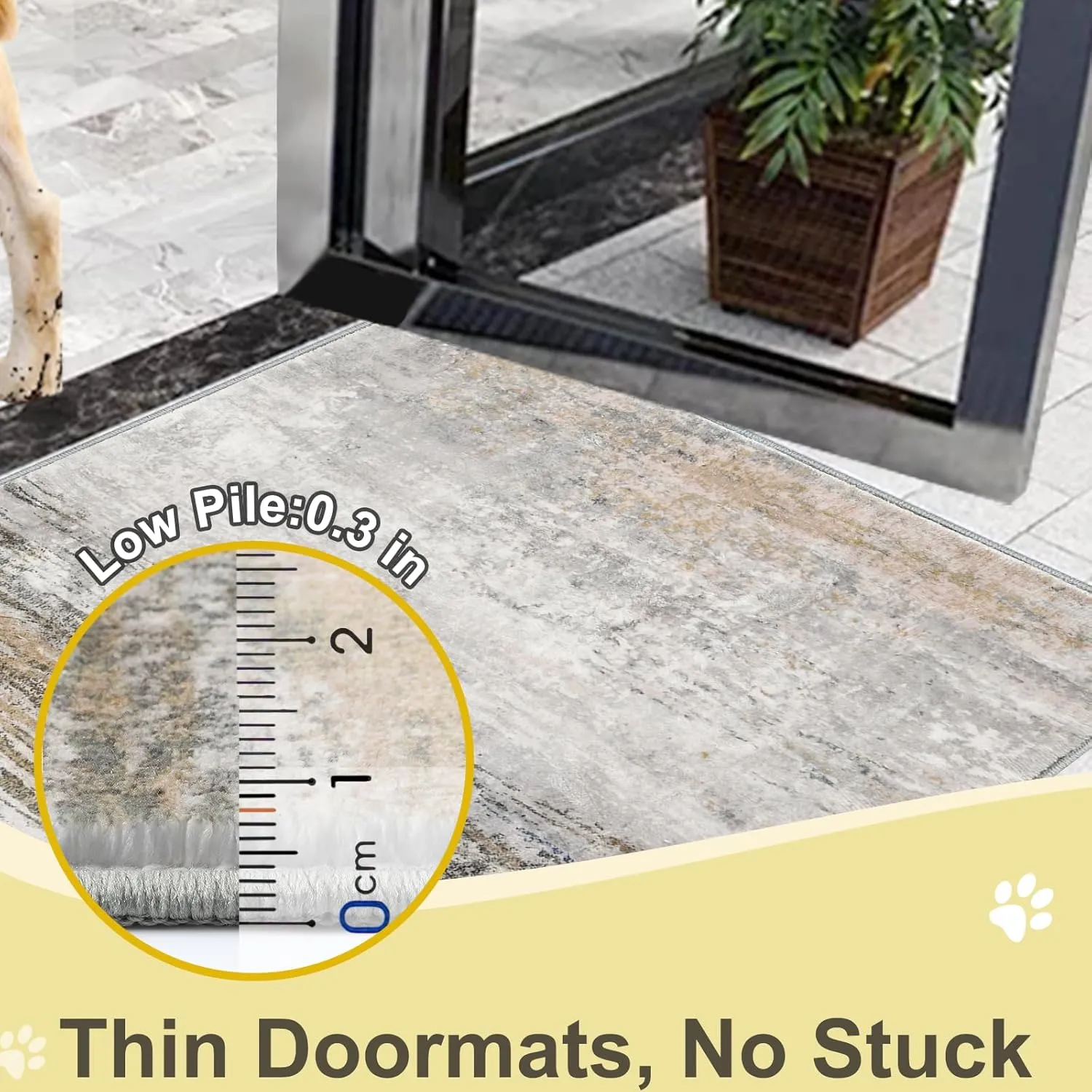 COMSLE Door Mat Soft Absorbent Indoor Front Entryway Rug Machine Washable Entrance Mats for Muddy Paws for Muddy Paws Non Slip Throw Rugs 20" x 32" Doormat for Inside Foyer Bedroom - Yellow