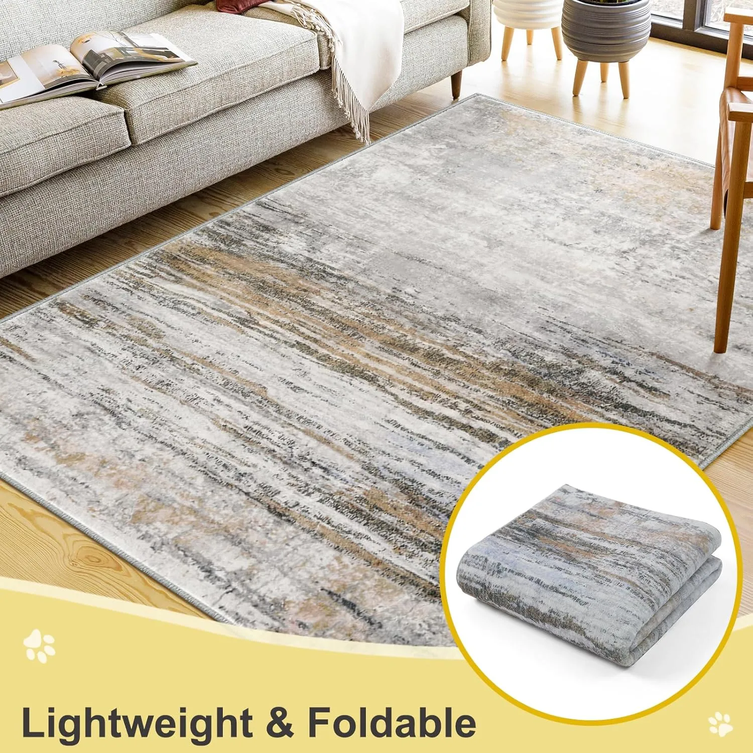 COMSLE Door Mat Soft Absorbent Indoor Front Entryway Rug Machine Washable Entrance Mats for Muddy Paws for Muddy Paws Non Slip Throw Rugs 20" x 32" Doormat for Inside Foyer Bedroom - Yellow
