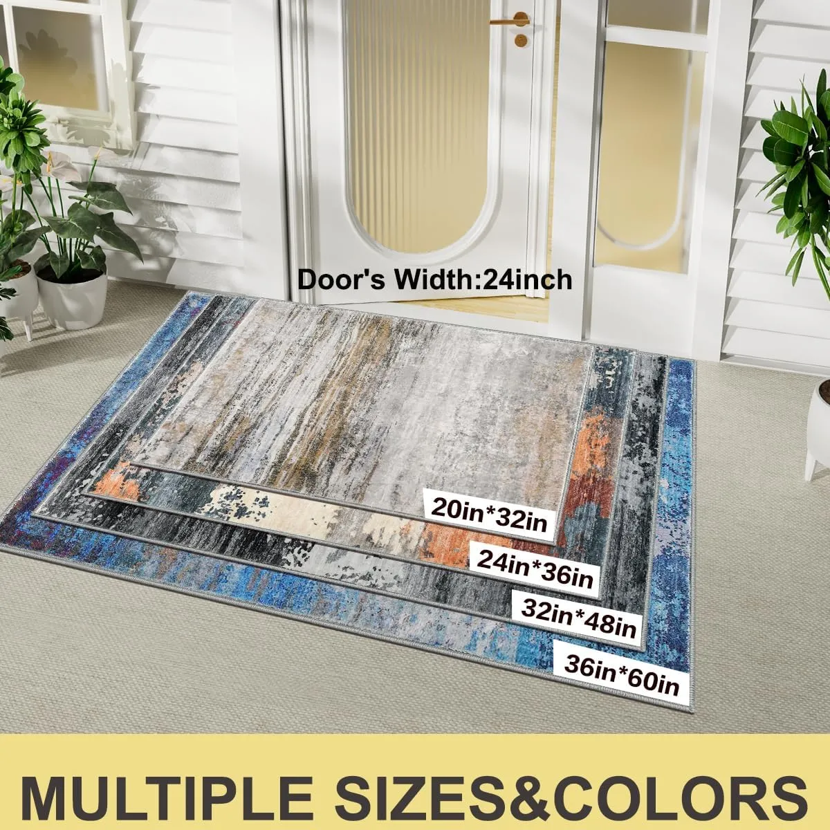COMSLE Door Mat Soft Absorbent Indoor Front Entryway Rug Machine Washable Entrance Mats for Muddy Paws for Muddy Paws Non Slip Throw Rugs 20" x 32" Doormat for Inside Foyer Bedroom - Yellow