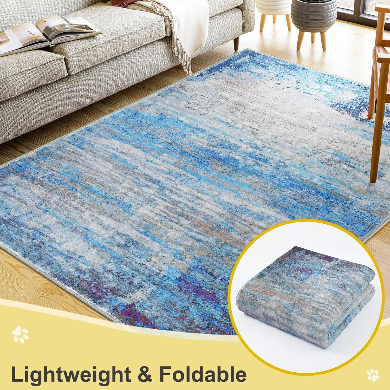 COMSLE Door Mat Soft Absorbent Indoor Front Entryway Rug Machine Washable Entrance Mats for Muddy Paws Non Slip Throw Rugs 20" x 32" Doormat for Inside Foyer Bedroom - Blue