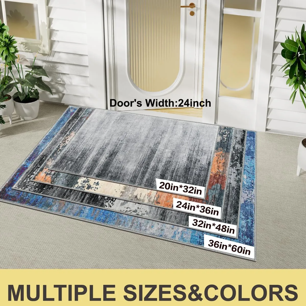 COMSLE Door Mat Soft Absorbent Indoor Front Entryway Rug Machine Washable Entrance Mats for Muddy Paws Non Slip Throw Rugs 20" x 32" Doormat for Inside Foyer Bedroom - Blue
